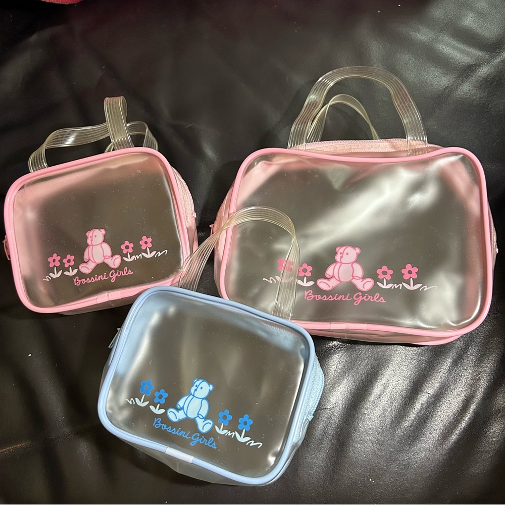 Set of 3 small clear bags for toiletry, cosmetics, undies, storage etc